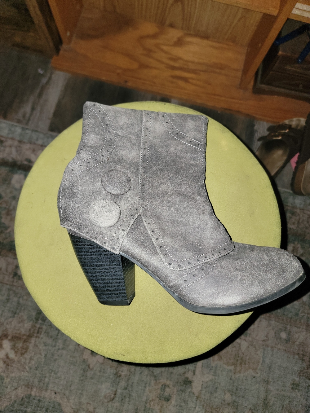Women’s Grey Suede High-Heel Ankle Boot